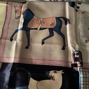 Colorful Silk Scarf NWOT photos of horses